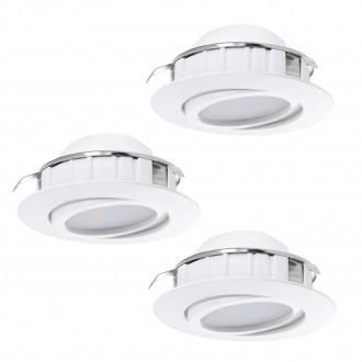 EGLO 95857 | Pineda Eglo beépíthető lámpa kerek szabályozható fényerő, 3 darabos szett, billenthető Ø84mm 3x LED 1500lm 3000K fehér