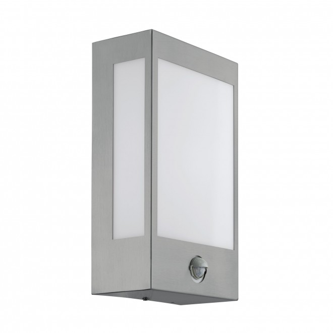 EGLO 95989 | Ralora Eglo fali lámpa négyzet mozgásérzékelő 1x LED 1000lm 3000K IP44 nemesacél, rozsdamentes acél, fehér
