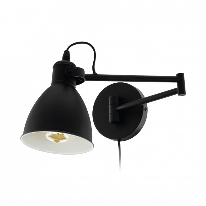 EGLO 97886 | San-Peri Eglo falikar lámpa vezeték kapcsoló elforgatható alkatrészek 1x E27 fekete, fehér
