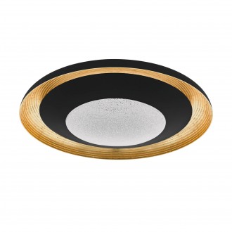 EGLO 98527 | Canicosa-2 Eglo mennyezeti lámpa kerek távirányító szabályozható fényerő, állítható színhőmérséklet, éjjelifény 1x LED 3000lm 2700 - 3850 - 5000K fekete, arany, kristály hatás