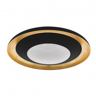 EGLO 98685 | Canicosa-2 Eglo mennyezeti lámpa kerek távirányító szabályozható fényerő, állítható színhőmérséklet, éjjelifény 1x LED 4600lm 2700 - 3850 - 5000K fekete, arany, kristály hatás