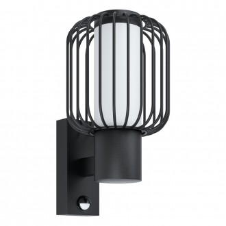 EGLO 98722 | Ravello Eglo falikar lámpa mozgásérzékelő 1x E27 IP44 fekete, fehér