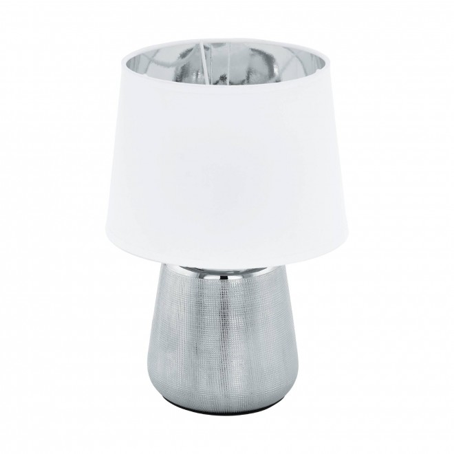 EGLO 99329 | Manalba-1 Eglo asztali lámpa 30cm vezeték kapcsoló 1x E14 ezüst, fehér