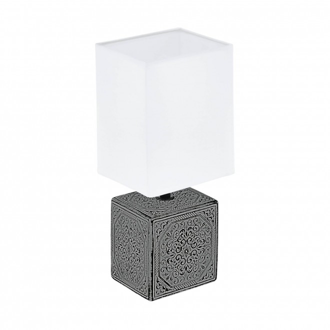 EGLO 99333 | Mataro-1 Eglo asztali lámpa 30cm vezeték kapcsoló 1x E14 antikolt fekete, fehér
