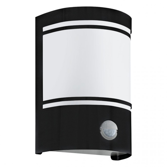 EGLO 99566 | Cerno Eglo fali lámpa mozgásérzékelő 1x E27 IP44 fekete, fehér