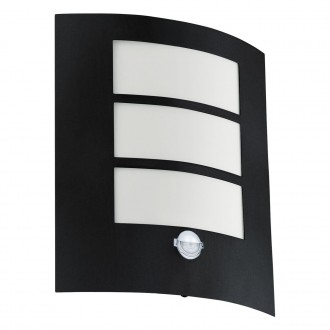 EGLO 99568 | City Eglo fali lámpa mozgásérzékelő 1x E27 IP44 fekete, fehér