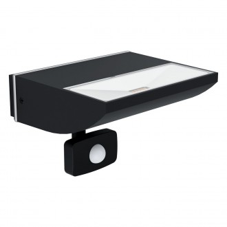 EGLO 99579 | Sorronaro Eglo fali lámpa mozgásérzékelő 1x LED 1000lm 3000K IP44 fekete, áttetsző