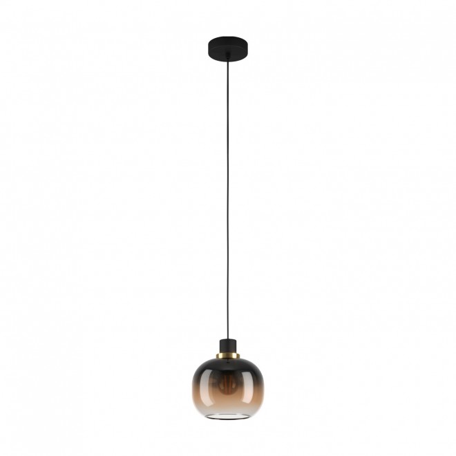 EGLO 99614 | Oilella Eglo függeszték lámpa 1x E27 fekete, sárgaréz, áttetsző barna