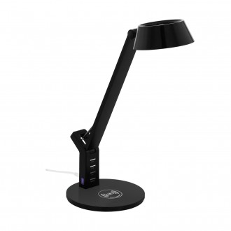 EGLO 99832 | Banderalo Eglo asztali lámpa 40,5cm fényerőszabályzós érintőkapcsoló szabályozható fényerő, állítható színhőmérséklet, Qi telefon töltő, mobil töltő (vezeték nélküli), elforgatható alkatrészek 1x LED 700lm 3000 <-> 5000K fekete