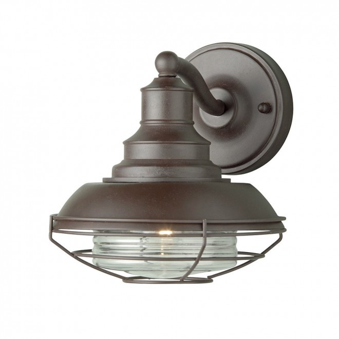 ELSTEAD EUSTON | Euston-EL Elstead falikar lámpa 1x E27 IP43 antikolt bronz, átlátszó