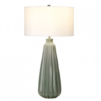 ELSTEAD KEW-TL | Kew Elstead asztali lámpa 79,5cm kapcsoló 1x E27 világoszöld, szatén nikkel, fehér