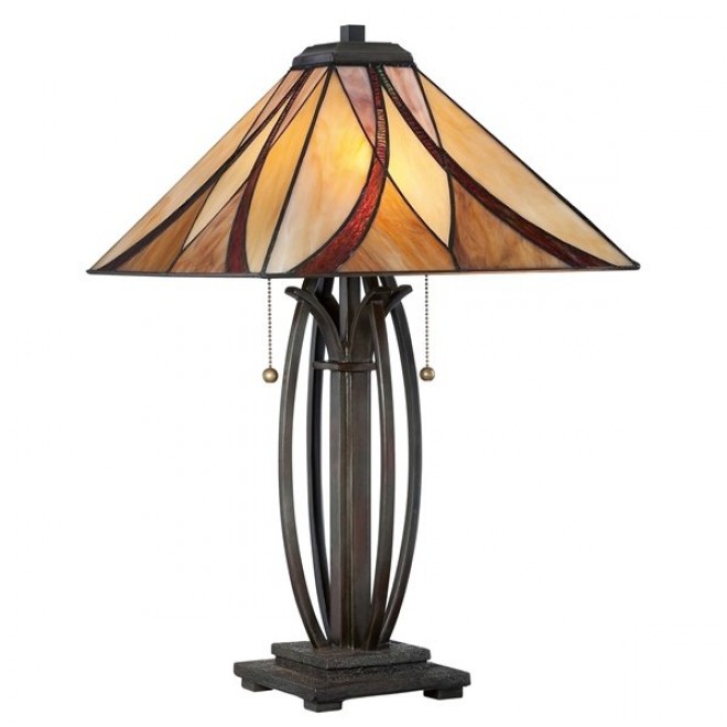 ELSTEAD QZ-ASHEVILLE-TL | Asheville Elstead asztali lámpa 63,5cm 2x húzókapcsoló 2x E27 bronzbarna, többszínű