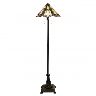 ELSTEAD QZ-INGLENOOK-FL | Inglenook Elstead álló lámpa 157,5cm vezeték kapcsoló 2x E27 bronzbarna, többszínű