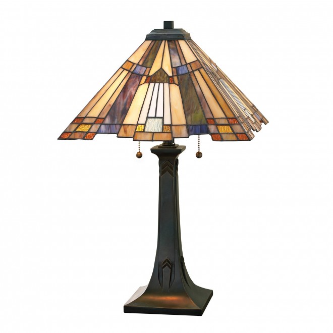ELSTEAD QZ-INGLENOOK-TL | Inglenook Elstead asztali lámpa 63,5cm kapcsoló 2x E27 bronzbarna, többszínű