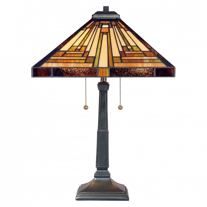 ELSTEAD QZ-STEPHEN-TL | Stephen Elstead asztali lámpa 58,4cm vezeték kapcsoló kézzel készült 2x E27 bronzbarna, többszínű