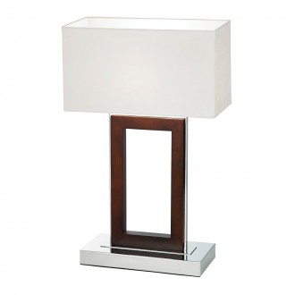 ENDON 0195-DW | Portal-EN Endon asztali lámpa 59cm vezeték kapcsoló 1x E27 króm, sötét fa, krémszín