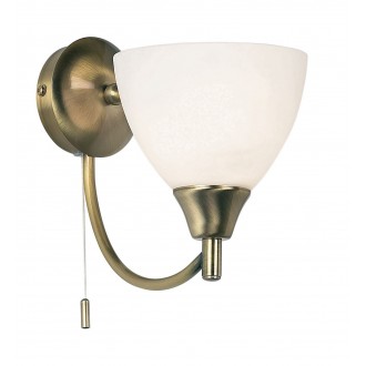 ENDON 1805-1AN | Alton-EN Endon falikar lámpa húzókapcsoló 1x E14 antikolt réz, matt opál