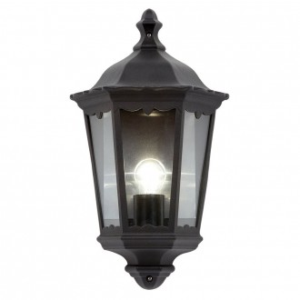 ENDON 76547 | Burford-EN Endon fali lámpa 1x E27 IP44 matt fekete, átlátszó