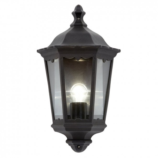 ENDON 76547 | Burford-EN Endon fali lámpa 1x E27 IP44 matt fekete, átlátszó