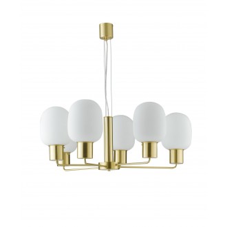 FANEUROPE I-FELLINI-S6 ORO | Fellini Faneurope csillár lámpa Luce Ambiente Design 6x E27 matt arany, opál