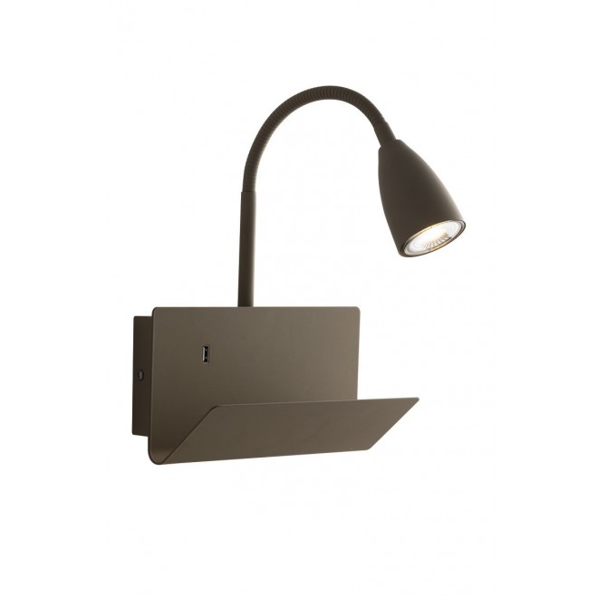 FANEUROPE I-GULP-AP FNG | Gulp Faneurope fali lámpa Luce Ambiente Design kapcsoló flexibilis, USB csatlakozó 1x GU10 taupe