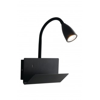 FANEUROPE I-GULP-AP NER | Gulp Faneurope fali lámpa Luce Ambiente Design kapcsoló flexibilis, USB csatlakozó 1x GU10 fekete