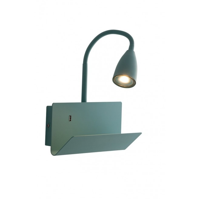 FANEUROPE I-GULP-AP VER | Gulp Faneurope fali lámpa Luce Ambiente Design kapcsoló flexibilis, USB csatlakozó 1x GU10 türkiz