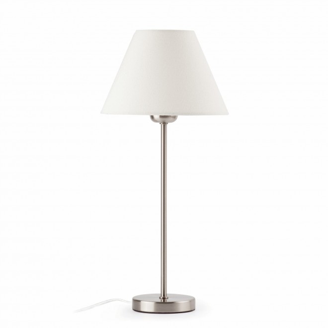 FARO 68423 | Nidia Faro asztali lámpa 40cm 1x E27 szatén nikkel, fehér