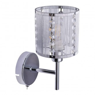 GLOBO 15091W | Walla Globo falikar lámpa kapcsoló 1x E14 króm, ezüst, kristály