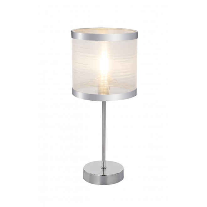 GLOBO 15259T | Naxosg Globo asztali lámpa 37cm kapcsoló 1x E14 króm, fehér