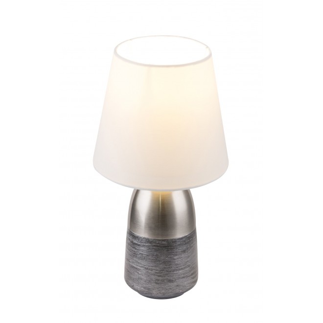 GLOBO 24135W | Eugen Globo asztali lámpa 31cm érintőkapcsoló 1x E14 antikolt ezüst, matt nikkel, fehér