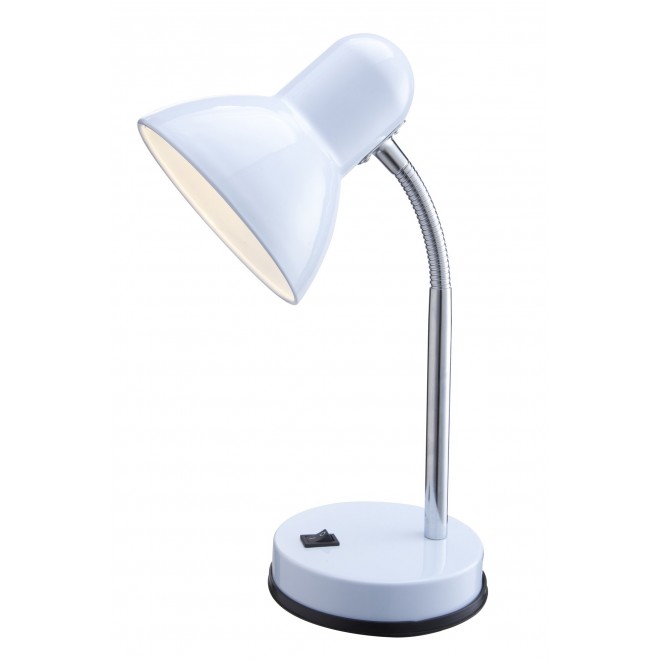GLOBO 2485 | Basic-I Globo asztali lámpa kapcsoló flexibilis 1x E27 fehér, nikkel