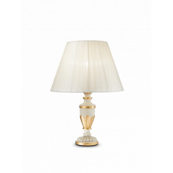 IDEAL LUX 012889 | Firenze-IL Ideal Lux asztali lámpa - FIRENZE TL1 BIANCO ANTICO - 35cm kapcsoló 1x E14 arany, antikolt fehér