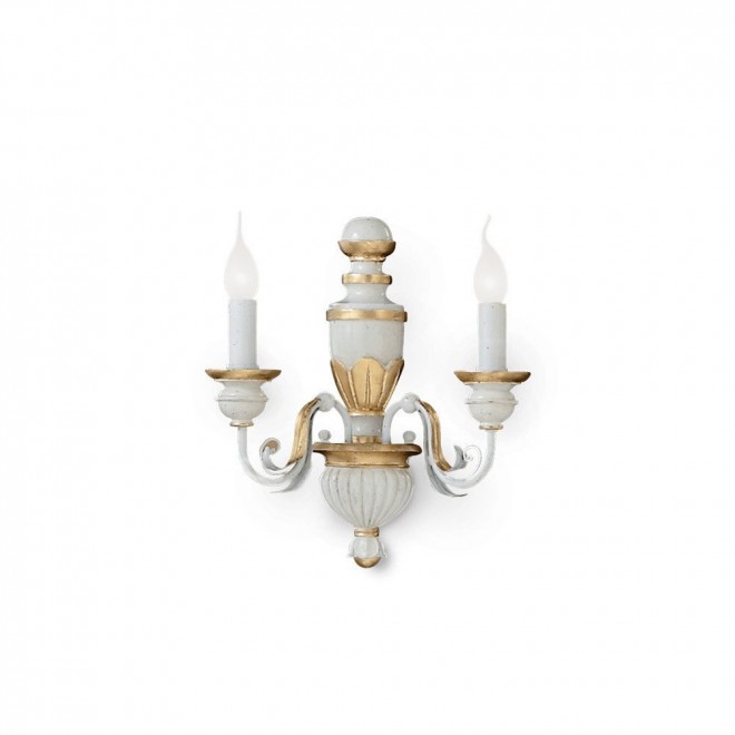IDEAL LUX 012902 | Firenze-IL Ideal Lux falikar lámpa - FIRENZE AP2 BIANCO ANTICO - 2x E14 arany, antikolt fehér