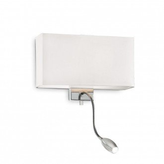 IDEAL LUX 035949 | Hotel-IL Ideal Lux falikar lámpa - HOTEL AP2 BIANCO - kapcsoló 1x E27 + 1x LED 45lm króm, fehér