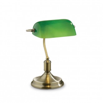 IDEAL LUX 045030 | Lawyer Ideal Lux asztali lámpa - LAWYER TL1 BRUNITO - 38cm kapcsoló 1x E27 antikolt réz, zöld