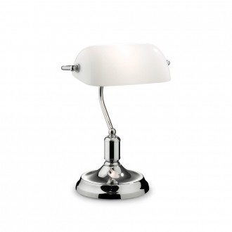 IDEAL LUX 045047 | Lawyer Ideal Lux asztali lámpa - LAWYER TL1 CROMO - 38cm kapcsoló 1x E27 króm, fehér