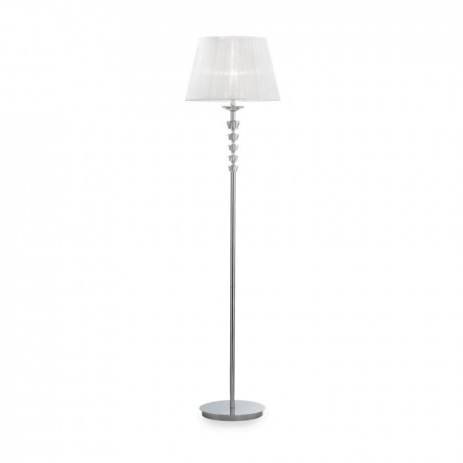 IDEAL LUX 059228 | Pegaso Ideal Lux álló lámpa - PEGASO PT1 BIANCO - 165cm kapcsoló 1x E27 króm, fehér, átlátszó