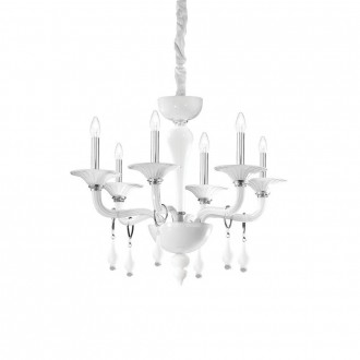 IDEAL LUX 068183 | Miramare Ideal Lux csillár lámpa - MIRAMARE SP6 - 6x E14 fehér, átlátszó, króm