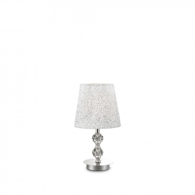 IDEAL LUX 073439 | Le-Roy Ideal Lux asztali lámpa - LE ROY TL1 SMALL - 36,5cm kapcsoló 1x E27 króm, átlátszó, fehér
