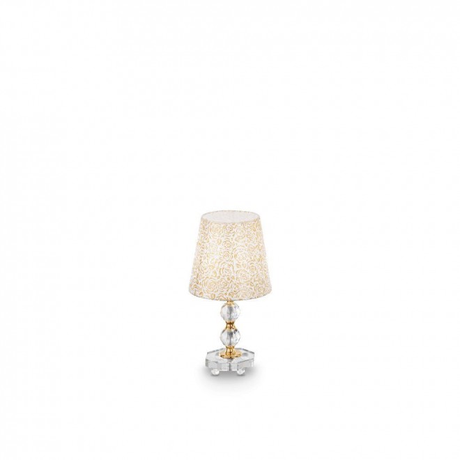 IDEAL LUX 077734 | Queen-IL Ideal Lux asztali lámpa - QUEEN TL1 SMALL - 36,5cm kapcsoló 1x E27 arany, átlátszó, fehér