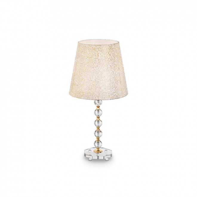 IDEAL LUX 077758 | Queen-IL Ideal Lux asztali lámpa - QUEEN TL1 BIG - 67,5cm kapcsoló 1x E27 arany, átlátszó, fehér