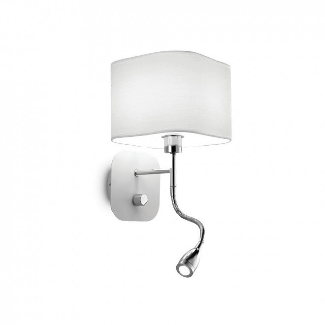 IDEAL LUX 124162 | Holiday Ideal Lux falikar lámpa - HOLIDAY AP2 BIANCO - kapcsoló 1x E14 + 1x LED 45lm króm, fehér