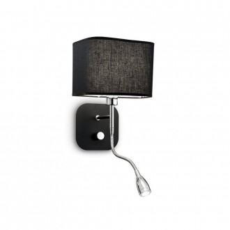 IDEAL LUX 124179 | Holiday Ideal Lux falikar lámpa - HOLIDAY AP2 NERO - kapcsoló 1x E14 + 1x LED 45lm króm, fekete
