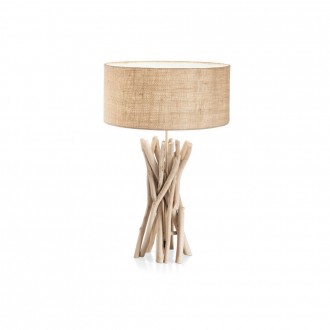 IDEAL LUX 129570 | Driftwood Ideal Lux asztali lámpa - DRIFTWOOD TL1 - 52cm kapcsoló 1x E27 natúr, vászon