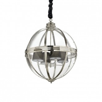 IDEAL LUX 156347 | World-IL Ideal Lux függeszték lámpa - WORLD SP4 CROMO - 4x E14 króm, átlátszó, fekete