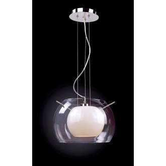 ITALUX MD5807-1A OPA | Koma-IT Italux függeszték lámpa 1x E27 fehér, króm, átlátszó
