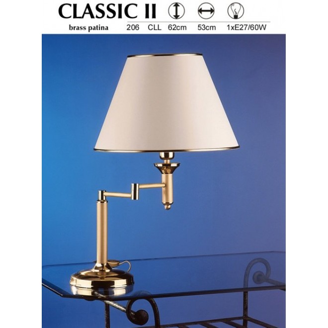 JUPITER 206 CLL | ClassicJ Jupiter asztali lámpa 56cm vezeték kapcsoló elforgatható alkatrészek 1x E27 szatén réz, ekrü