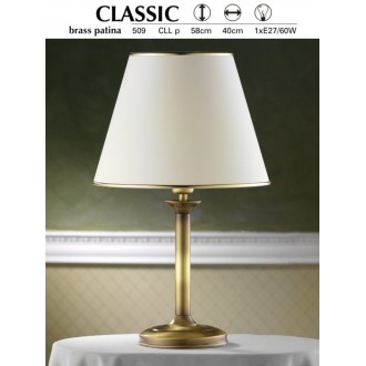 JUPITER 509 P.CLL | ClassicJ Jupiter asztali lámpa 53cm vezeték kapcsoló 1x E27 patinás réz, krémszín