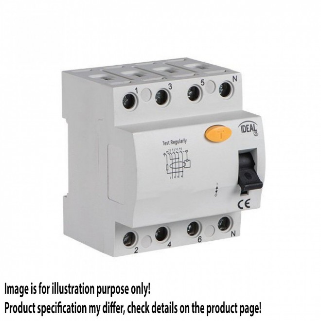 KANLUX 23183 | Kanlux áramvédő kapcsoló (FI relé) 25A DIN35 modul, 4P - AC világosszürke, fekete, sárga